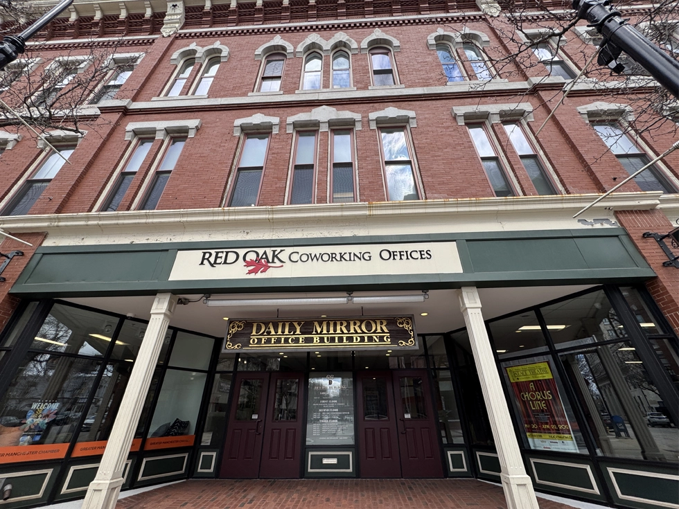 Offices to share at 66 Hanover Street in Manchester, New Hampshire's Daily Mirror building.