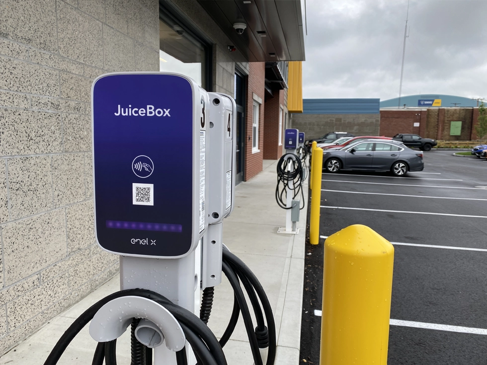 EV charging station at Red Oak Coworking and Office Suites' 409 Elm Street location
