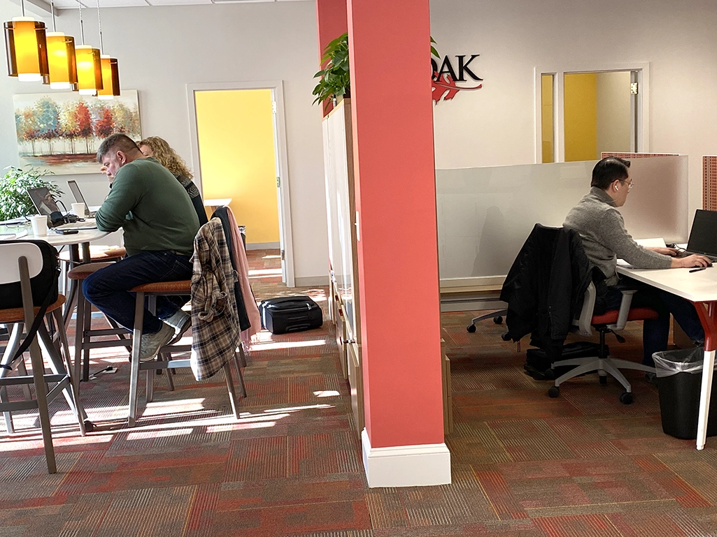 workers using red oak coworking ofice space in manchester, nh